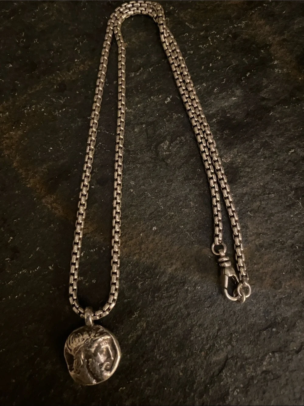 Sterling Silver Roman Greek Coin Pendant Necklace - Sterling Silver